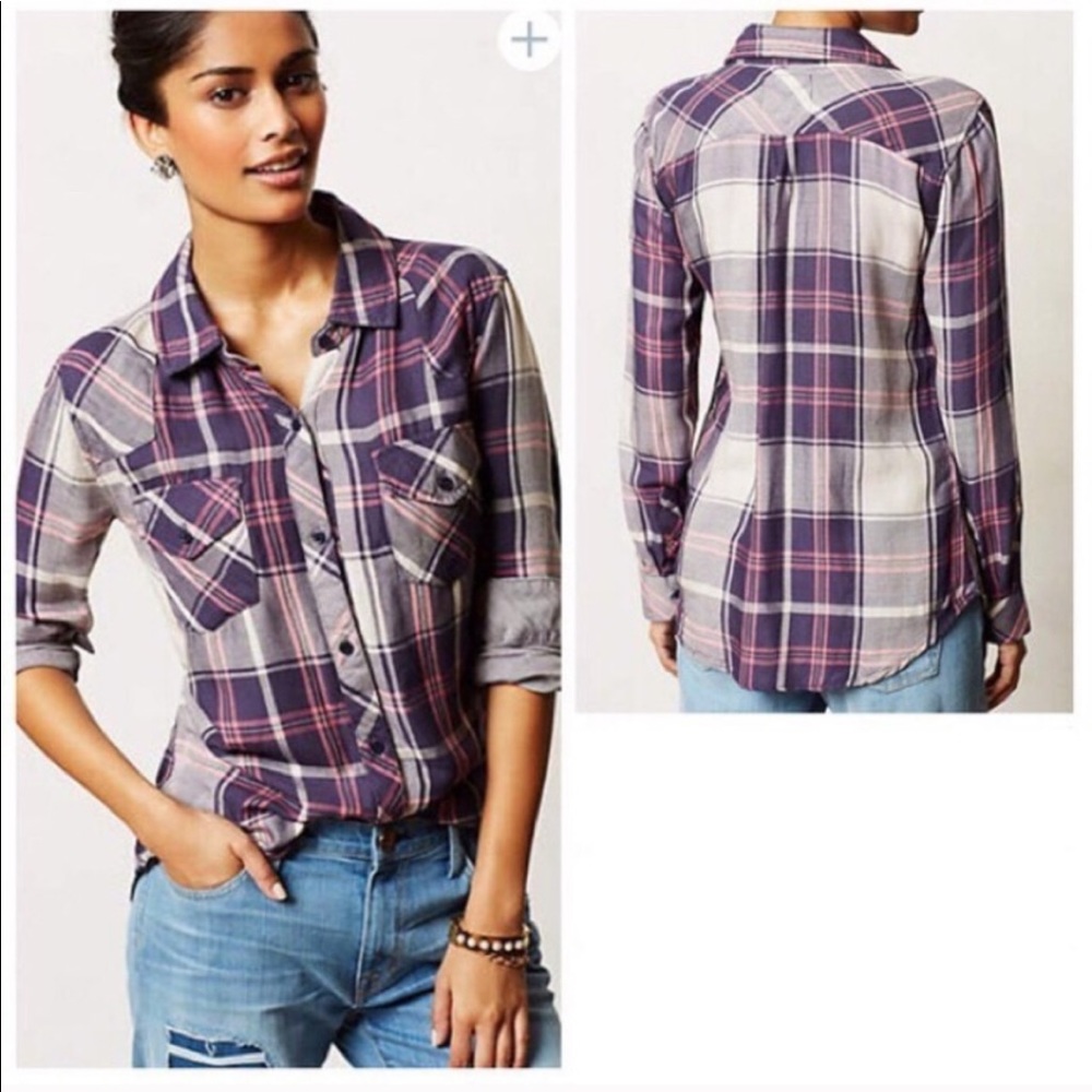 Anthropologie - Lena Case Plaid button down Large